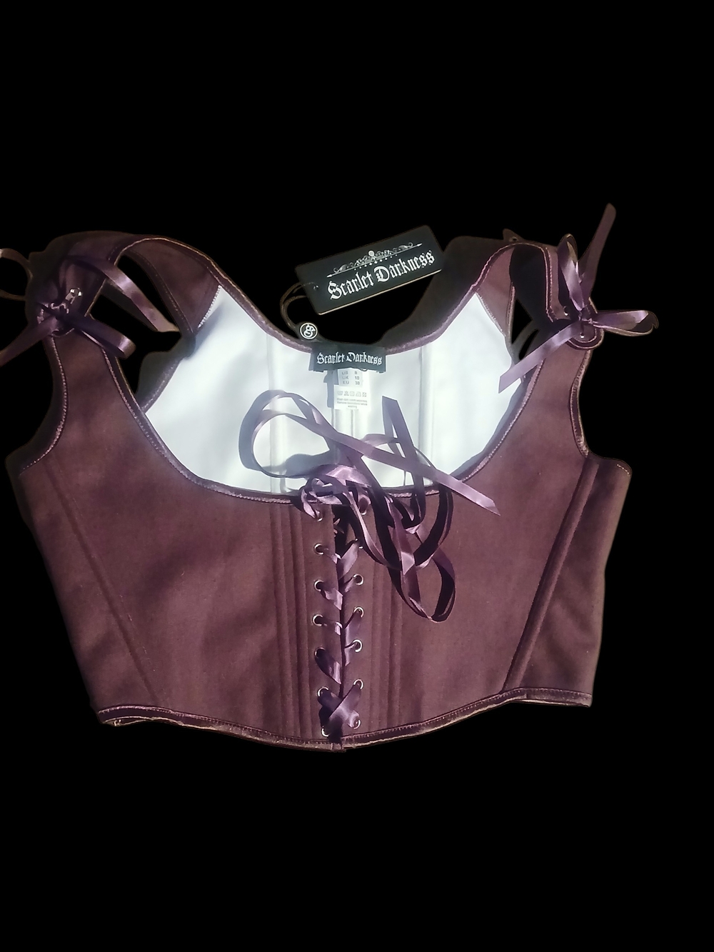 Scarlet Darkness Purple  Lace-Up Under Bust Bustier New 8